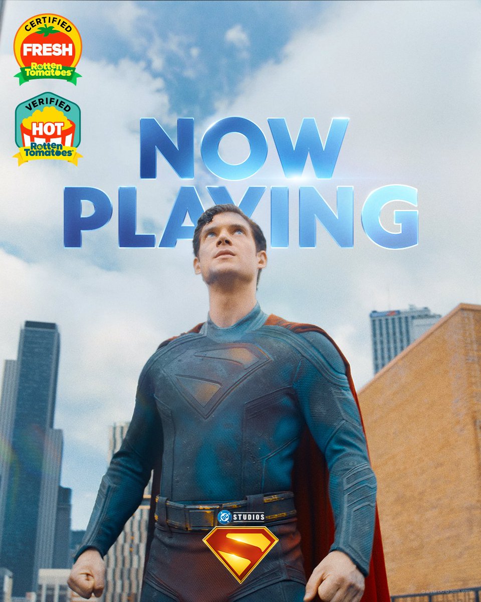 Superman's tweet image. Experience the #1 movie in the world. 💫 #Superman is NOW PLAYING only in theaters. Get tickets today: fandan.co/Superman-Social