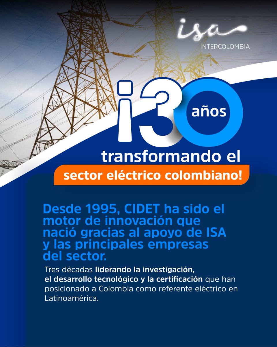 ¡Felicitamos al <a href="/CIDET/">CIDET</a>  por su 𝐚𝐧𝐢𝐯𝐞𝐫𝐬𝐚𝐫𝐢𝐨! 🚀

Gracias por ser un centro de excelencia que fortalece nuestra industria eléctrica colombiana ⚡