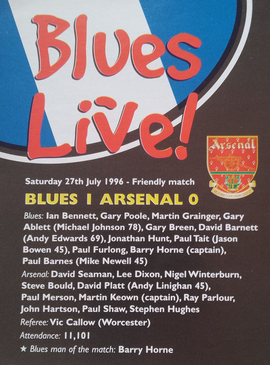 bcfcarchive's tweet image. Blues 1-0 Arsenal 1996. #BCFC