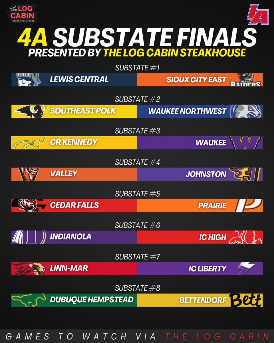🚀 PLAYOFF SCHEDULE JULY 16TH 🚀

*3A/4A SUBSTATE FINALS*

#iabseball X #iahsbsb