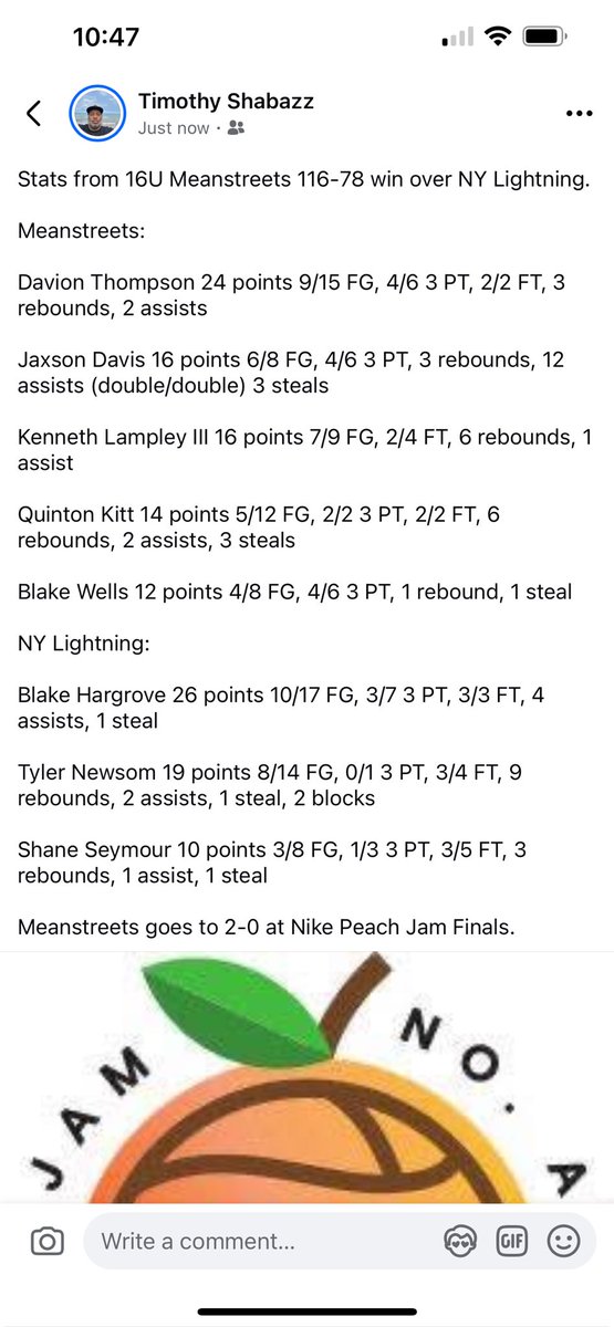 Big Tim (@tdc200) on Twitter photo β¦<a href="/MeanstreetsEYB/">Nike Meanstreets</a>β© β¦<a href="/nylightningbas/">NY Lightning Basketball</a>β© β¦<a href="/_JaxsonDavis/">Jaxson Davis</a>β© β¦<a href="/Davion_t9/">Davion Thompson</a>β© β¦<a href="/quintonkitt/">Quinton Kitt</a>β© β¦<a href="/NikeEYB/">EliteYouthBasketball</a>β© #PeachJamFinals β¦<a href="/sargenttee/">Ms. Tee Davis</a>β© β¦<a href="/BBallQueens/">BBallQueens</a>β© β¦<a href="/mattjnow/">Matt Now</a>β© β¦<a href="/MeanstreetsEYB/">Nike Meanstreets</a>β© β¦<a href="/nylightningbas/">NY Lightning Basketball</a>β© β¦<a href="/_JaxsonDavis/">Jaxson Davis</a>β© β¦<a href="/Davion_t9/">Davion Thompson</a>β© β¦<a href="/quintonkitt/">Quinton Kitt</a>β© β¦<a href="/NikeEYB/">EliteYouthBasketball</a>β© #PeachJamFinals β¦<a href="/sargenttee/">Ms. Tee Davis</a>β© β¦<a href="/BBallQueens/">BBallQueens</a>β© β¦<a href="/mattjnow/">Matt Now</a>β©