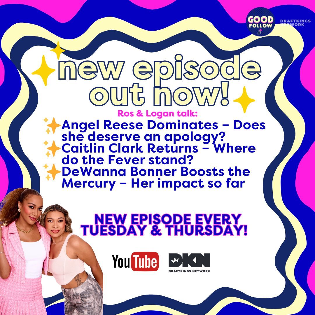 GoodFollowShow's tweet image. 🪩 NEW EPISODE OUT NOW! 🪩
✨ Angel Reese is on a tear—8 straight double-doubles. Does she deserve an apology?
✨ Caitlin Clark is back - where do the Fever stand heading into the All-Star break?
✨ DeWanna Bonner is cooking - breaking down her impact on the Mercury
✨…
