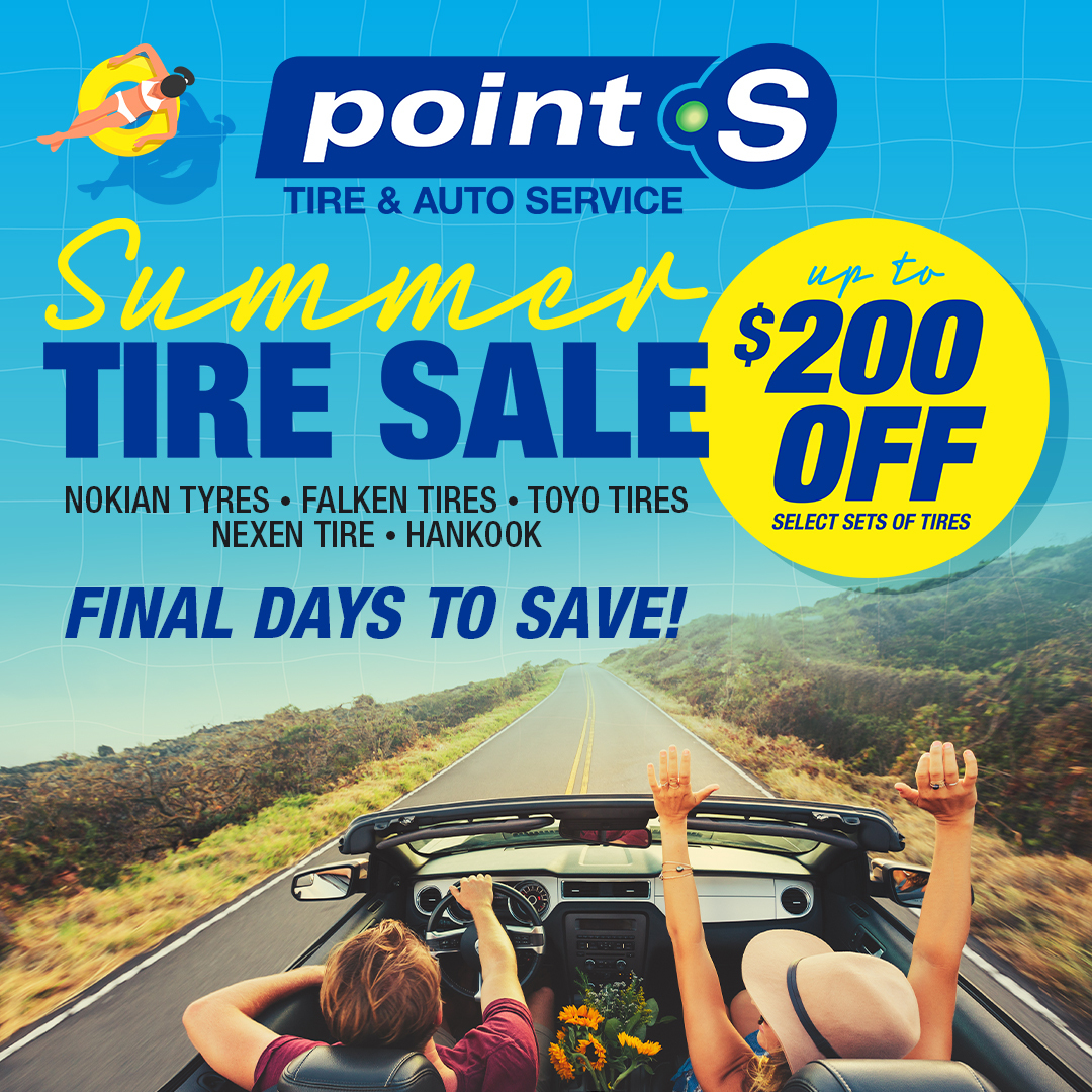 pointsauto's tweet image. ⏳ Final Days! Our summer tire sale rolls out this Friday!
Get up to $200 off select sets from your favorite brands:

@falkentire @hankooktireusa @nokiantyresna @nexentireusa @toyotires

#PointSTire #PointS #NoStressWithPointS #SummerSale #TireSale #PointSTireSale