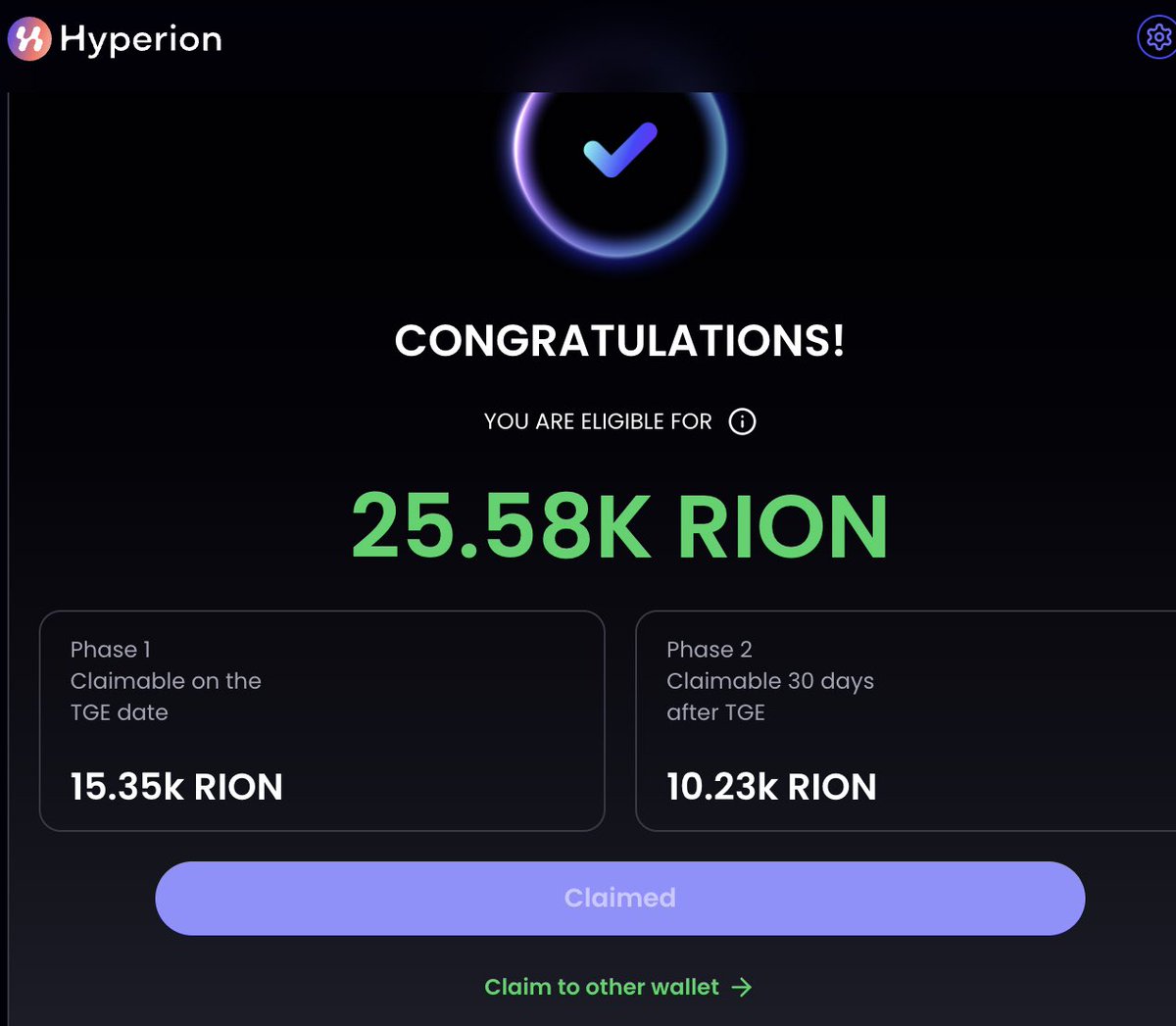 blve2024's tweet image. Hyperion 拿到大结果啦！开心开心 $RION 

已经解锁的36957个币(60%)，均价0.9卖光啦！
^ - ^
^ - ^
^ - ^