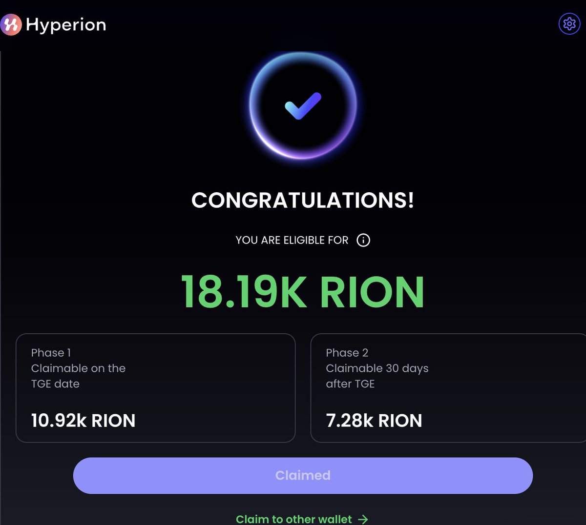 blve2024's tweet image. Hyperion 拿到大结果啦！开心开心 $RION 

已经解锁的36957个币(60%)，均价0.9卖光啦！
^ - ^
^ - ^
^ - ^