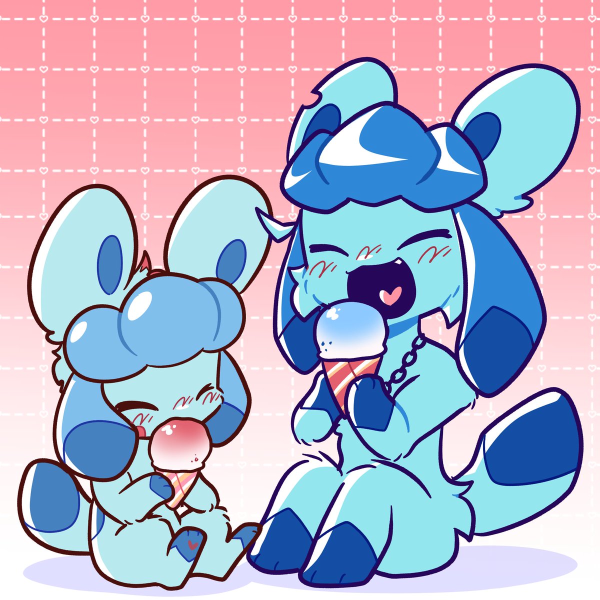 Scruffyeevee's tweet image. Two Glaceon enjoying snowcones!! 🍧🍧