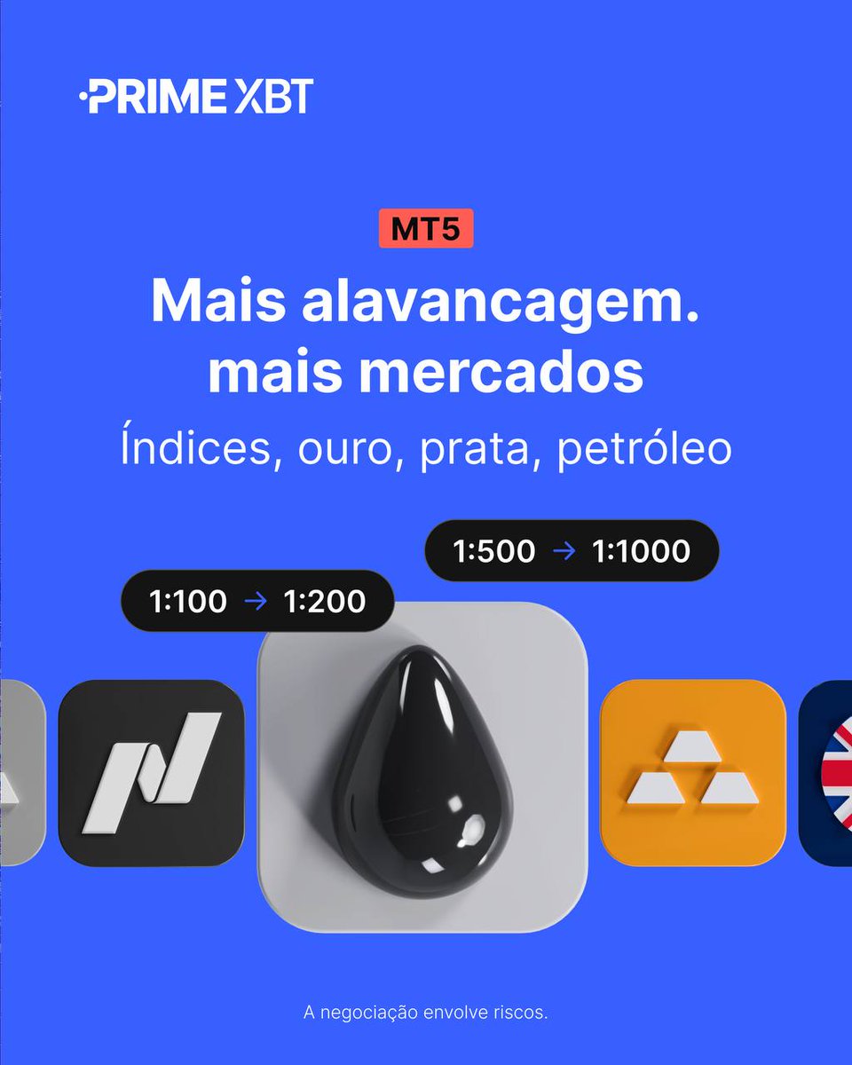 📈 Alavancagem melhorada em várias classes de ativos: 

📊 Índices: 1:100 → 1:200 
🥇 Ouro e prata: 1:500 → 1:1000 
🛢️  Brent: 1:100 → 1:200 

*Estas mudanças se aplicam a pequenas posições. 

🚀 Opere com flexibilidade: eng.primexbt.com/42b0dWh  

#PrimeXBT