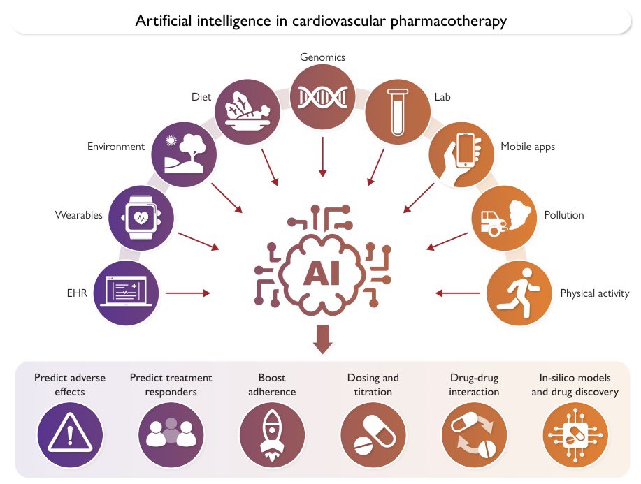 Francesco Costa (@costa_f_8) on Twitter photo 🚀 New in <a href="/ESC_Journals/">European Society of Cardiology Journals</a> our “AI in cardiovascular pharmacotherapy—applications & perspectives.” Link
doi.org/10.1093/eurhea…
💊 AI will revolutionize cardiology, but what is the state of the art in CV pharmacotherapy?
Is it ready for prime time?
Let’s dive in
⬇️🧵
1️⃣/12 🚀 New in <a href="/ESC_Journals/">European Society of Cardiology Journals</a> our “AI in cardiovascular pharmacotherapy—applications & perspectives.” Link
doi.org/10.1093/eurhea…
💊 AI will revolutionize cardiology, but what is the state of the art in CV pharmacotherapy?
Is it ready for prime time?
Let’s dive in
⬇️🧵
1️⃣/12