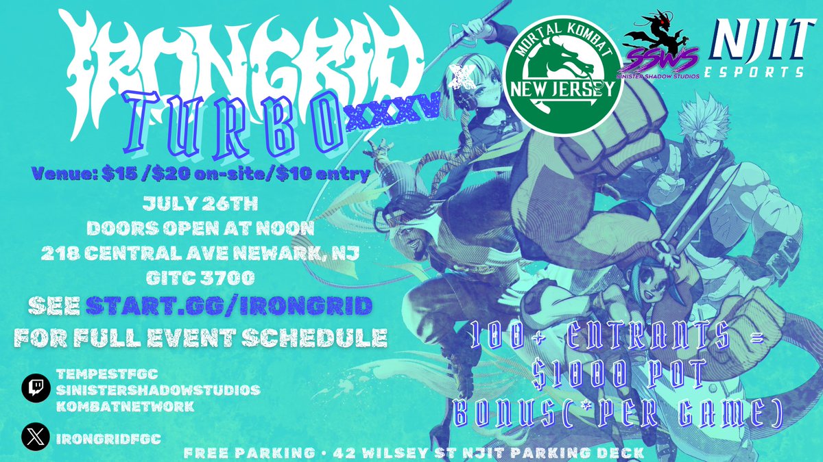 JULY 26th is the next Monthly for MK1 here in the New Jersey area. 

We have a special MK1 stipulation: 

20 entrants will increase our prize pool by $100. Please come out and support. 

Plenty of casual set ups, full stream with mics for commentary, and incredible players