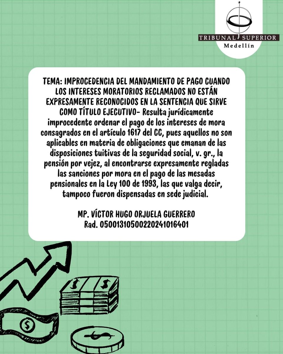 TEMA: IMPROCEDENCIA DEL MANDAMIENTO DE PAGO 
MP. VÍCTOR HUGO ORJUELA GUERRERO
Rad. 05001310500220241016401
Sala Laboral
Descarga la providencia a través del QR que se encuentra en la imagen de nuestro Instagram @tribsupmed instagram.com/p/DMLJ_zfO9A-/…