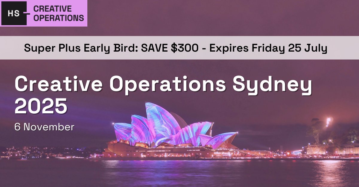 CreativeTech_HS's tweet image. ⏳1 week left
SAVE $300 on your ticket to Creative Operations Sydney 2025, book by Fri 25 July
Join us at Hilton Sydney on 6 Nov for expert insights, AI-era strategies, and top networking
🎟️ Register now henrystewartconferences.com/creative-opera…
#CreativeOpsSydney #CreativeOps #CreativeProduction