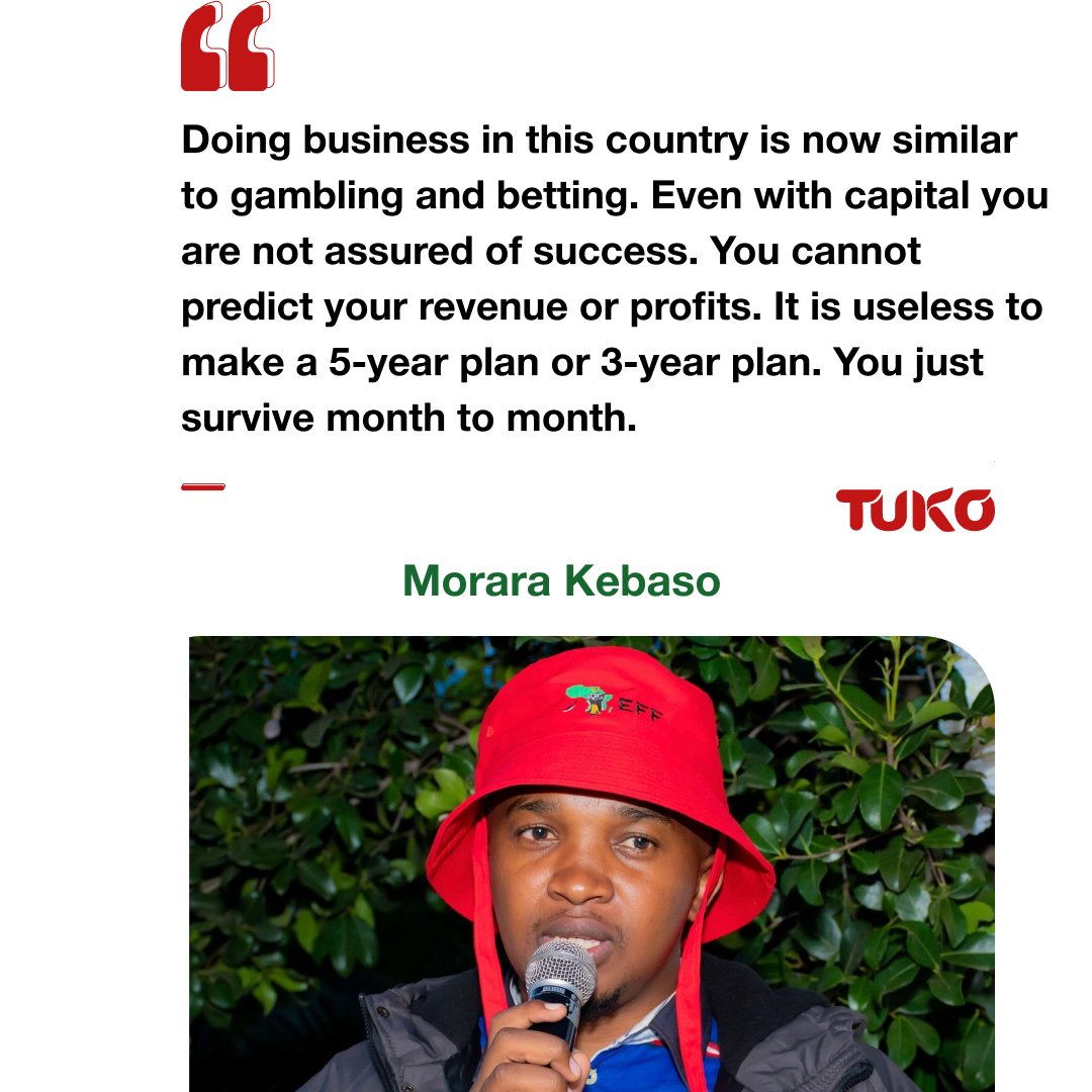 Tuko_co_ke's tweet photo. INJECT Party leader Morara Kebaso laments over the strained business environment in Kenya.
He claimed most employees are unreliable and untrustworthy due to their backgrounds.
Photo: Morara Kebaso (Facebook)
#tukonews #MoraraKebaso https://t.co/B4pUpWLxDq