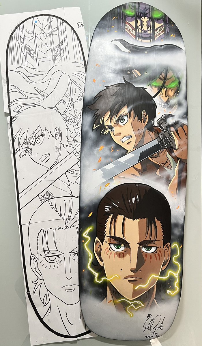 Attack on Titan skateboard. 1st time ever doing one! 
More of these - please and thank you 🙏🏽
