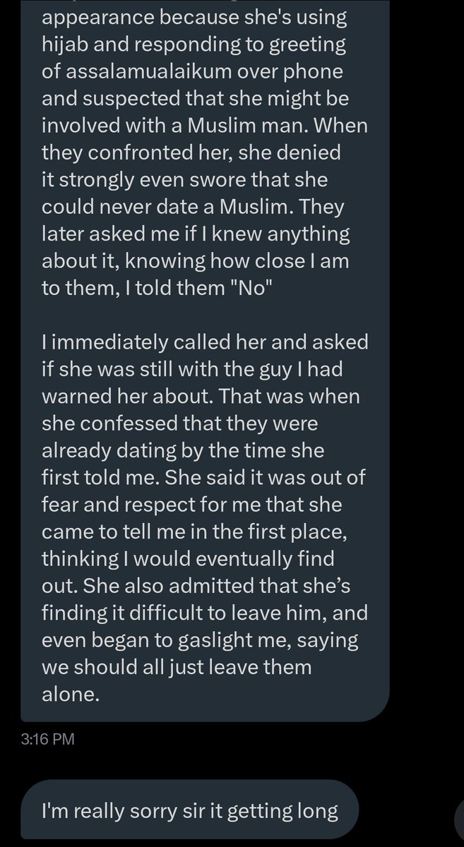 Please read this DM to the last screenshot.

It's unfortunate that some of you may be making this same mistake right now.

You go into relationships that you know quite well that your parents won't consent to, &amp; start to disobey your parents &amp; gaslighting them into accepting