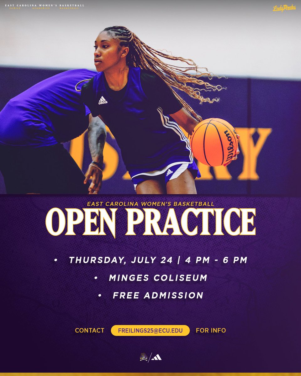 ECUWBB's tweet image. We will be hosting an open practice on July 24. Admission is free! 🙌
#FAB 🏴☠️