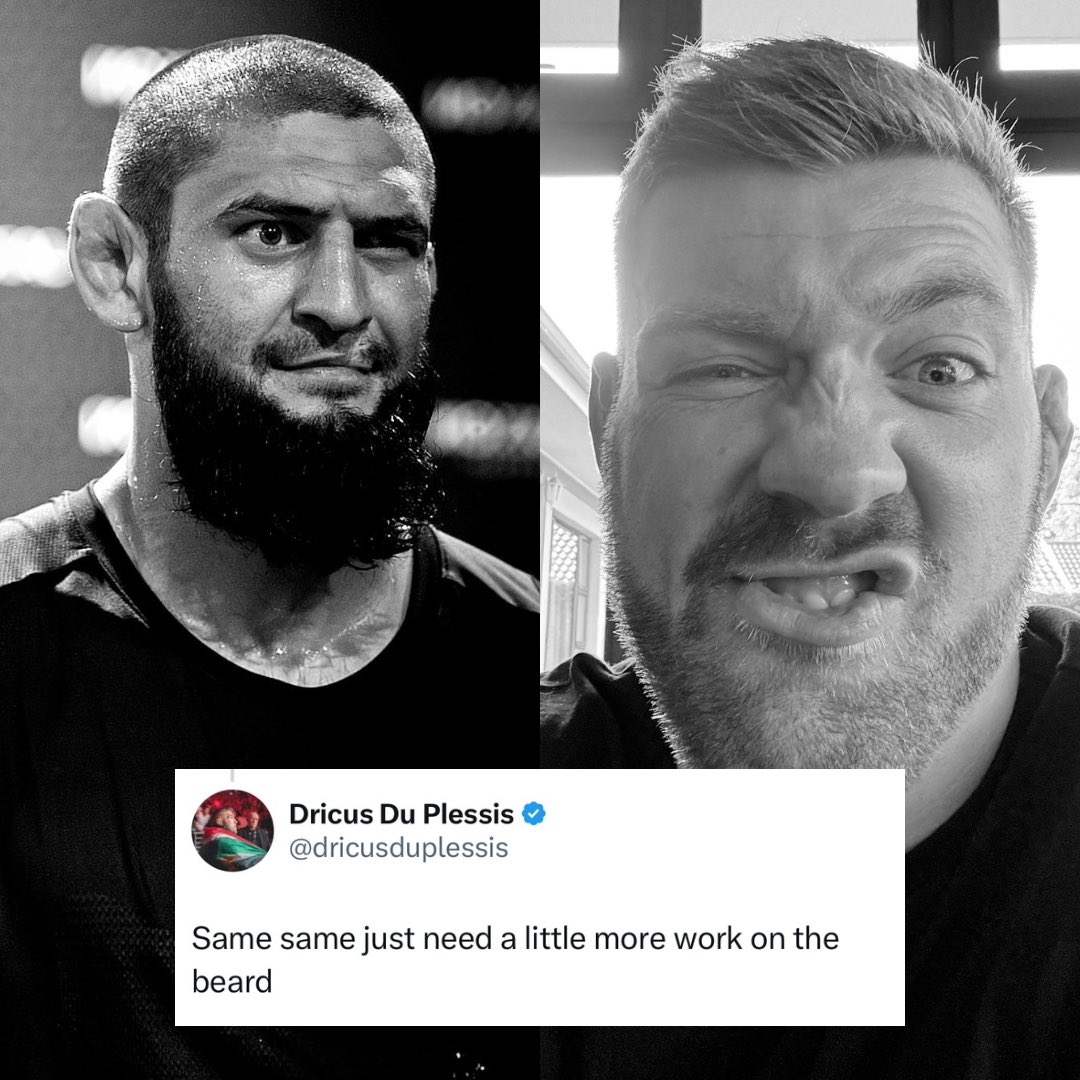 Nanchopski's tweet image. Things are heating up between Dricus Du Plessis and Khamzat Chimaev.
How will Khamzat Chimaev respond?
1 month to go Can't wait...
#UFC319 #UFC318 #UFC #MMA #TRASHTALK @dricusduplessis @KChimaev