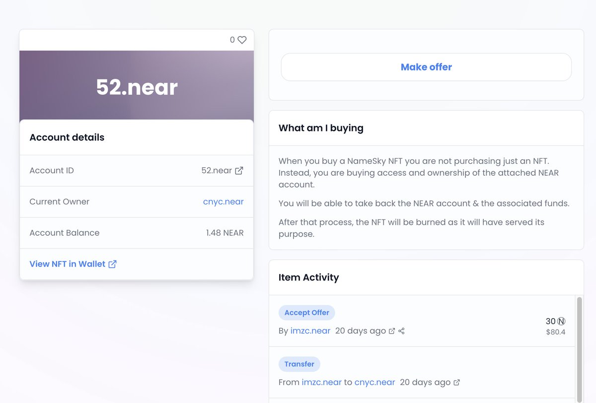 NameSky | NEAR account marketplace tweet media
