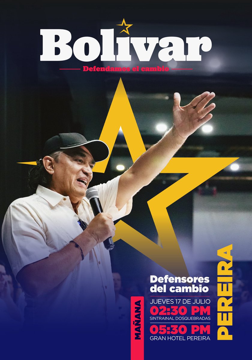 Gareth Sella (@garethsella) on Twitter photo Amigos y amigas de Pereira. Hace tiempos hemos tenido claro que el horizonte es el Cambio. Hay que defenderlo. Mañana <a href="/GustavoBolivar/">Gustavo Bolívar</a> estará en Pereira junto aquellas personas que consideran que el Pueblo es primero, que hay que defender lo que tanto nos costó. Amigos y amigas de Pereira. Hace tiempos hemos tenido claro que el horizonte es el Cambio. Hay que defenderlo. Mañana <a href="/GustavoBolivar/">Gustavo Bolívar</a> estará en Pereira junto aquellas personas que consideran que el Pueblo es primero, que hay que defender lo que tanto nos costó.