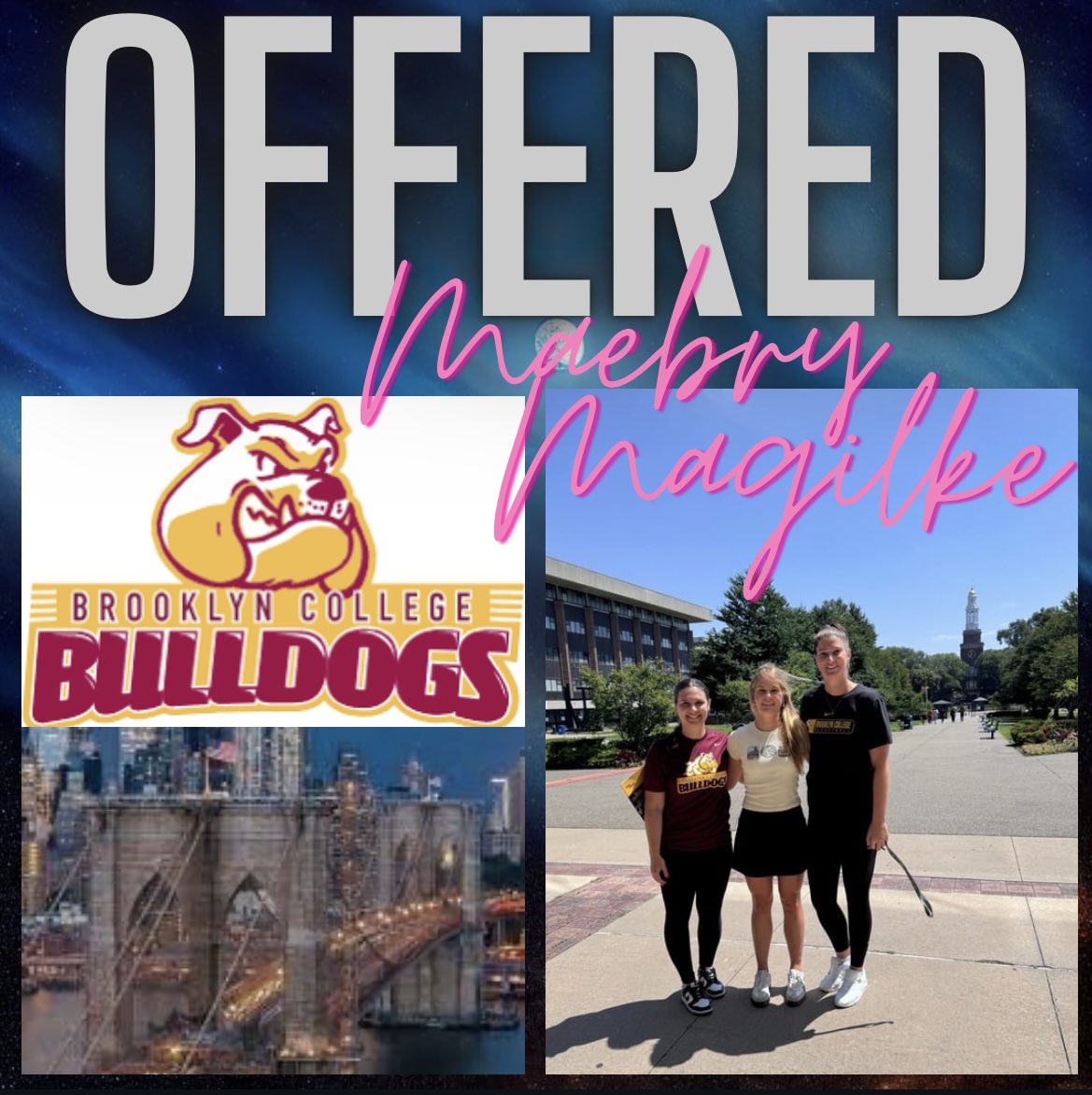 Phoenix Select (@phoenixselect) on Twitter photo Yes Ma’am‼️‼️
2026 <a href="/maebry3/">Maebry Magilke</a> earns an offer to Brooklyn College in New York City🔥
Extremely grateful to Head Coach Megan Campbell and <a href="/bklyn_bulldogs/">BC Athletics</a> for the opportunity🙏🏻 Yes Ma’am‼️‼️
2026 <a href="/maebry3/">Maebry Magilke</a> earns an offer to Brooklyn College in New York City🔥
Extremely grateful to Head Coach Megan Campbell and <a href="/bklyn_bulldogs/">BC Athletics</a> for the opportunity🙏🏻