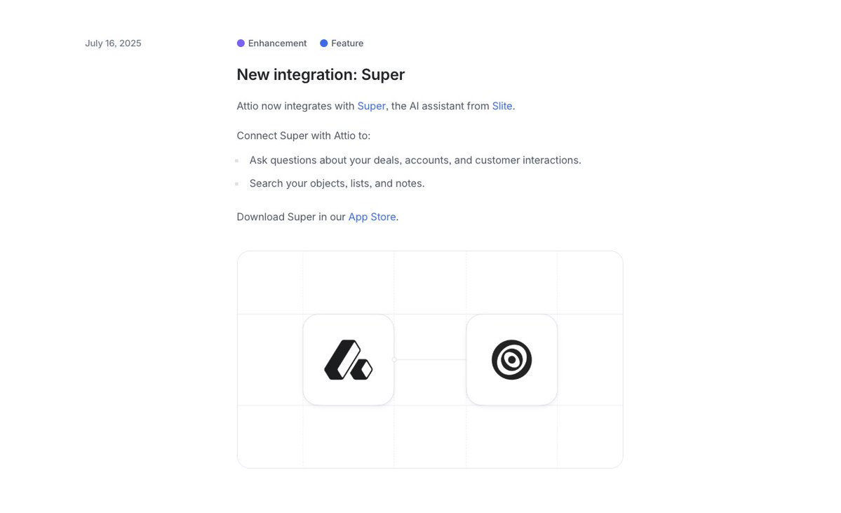 Christophepas's tweet image. Woopwoop @superdotwork x @attio connector in last Attio changelog