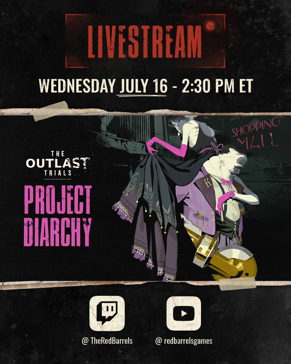 TheRedBarrels's tweet image. We are going LIVE on our Twitch and YouTube channels! Come members of the Red Barrels team and lore goblin Gaming Harry face Otto & Arora, and made survive a Rebirth as well 👀
🚨youtube.com/@redbarrelsgam…
📹twitch.tv/theredbarrels
#TheOutlastTrials #RedBarrels #devstream