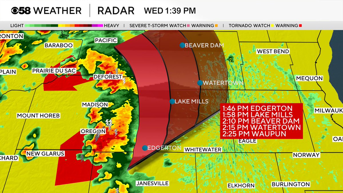 Here's a general line of arrival for the entire leading edge of these severe storms.