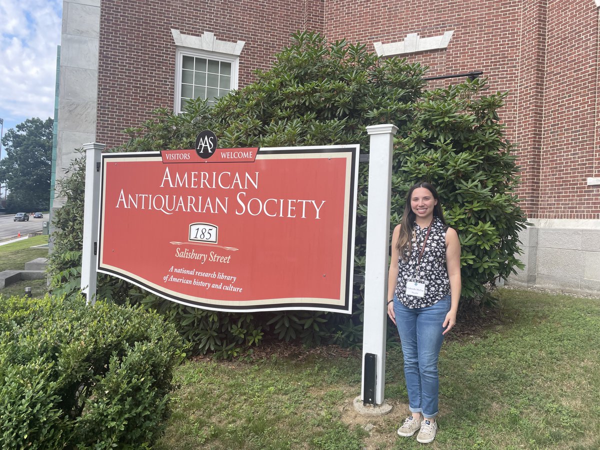 Even during the summer our students are hard at work! Here is PhD student Gabrielle McCoy, who is a Kate B. and Hall J. Peterson Fellow, at the American Antiquarian Society completing research for her dissertation. Keep up the good work Gabby!