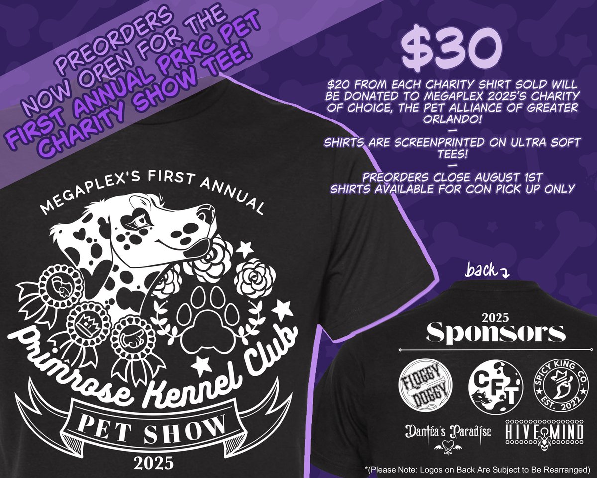 PrimrosePup's tweet photo. We have four weeks left to apply to be in the Primrose Kennel Club Show at @MegaplexCon or apply to volunteer. And only two weeks left to Preorder a Charity Tee!

Enter for a chance to win gift cards, merchandise, toys, shirts, and more from our generous sponsors. 🐩🐕🦮 https://t.co/msjPwTbuEb