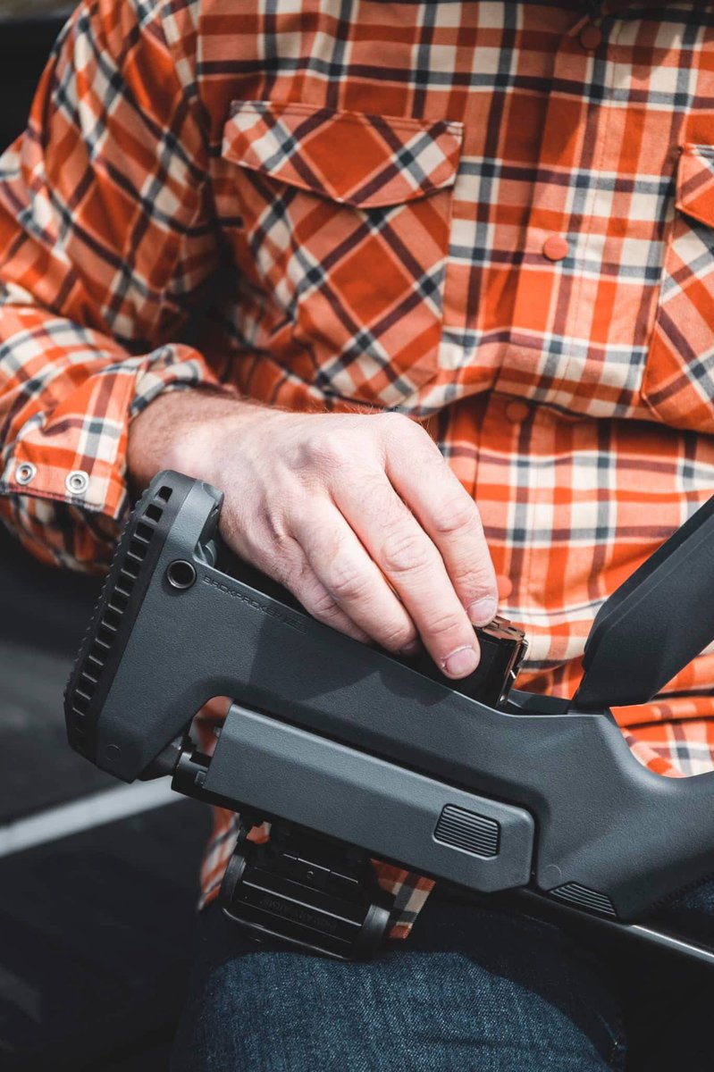 Magpul's tweet image. Our X-22 Backpacker stock for the Ruger 10/22 Takedown has storage for 3 mags or 1 mag and a box of ammo via a removable partition. Summer plinking never had it so good.
