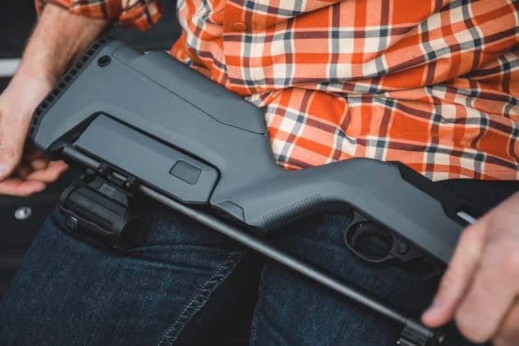 Magpul's tweet image. Our X-22 Backpacker stock for the Ruger 10/22 Takedown has storage for 3 mags or 1 mag and a box of ammo via a removable partition. Summer plinking never had it so good.