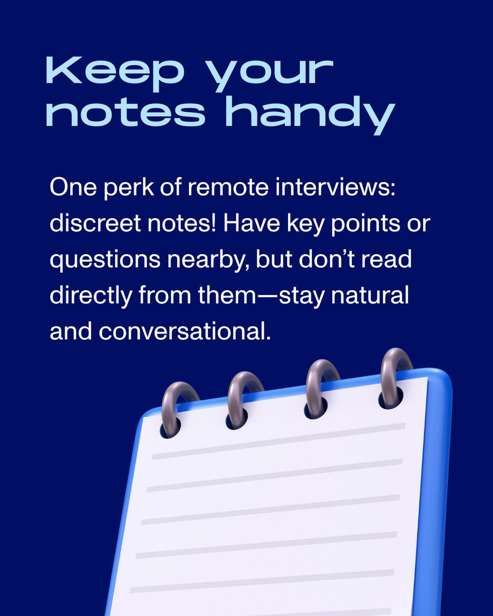 careersatstride's tweet image. Remote Interview? No Sweat. 💻✨
Crush your next virtual interview with these 4 recruiter-approved tips to help you shine on screen.
#interviewtips #remoteinterviews #remotejobs #FindyourStride