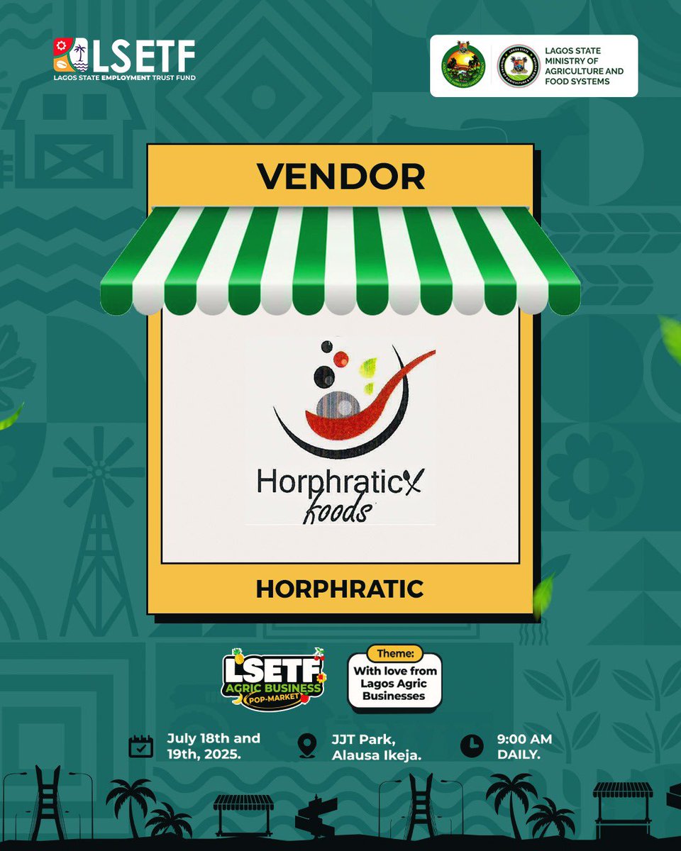 Meet the agropreneurs turning JJT Park into the most delicious spot in Lagos this weekend🔥

From spiced to sun-dried, fresh to packaged, these are the brilliant Lagos-based food businesses you will be buying from at our Agric-Business Pop-Market🤗