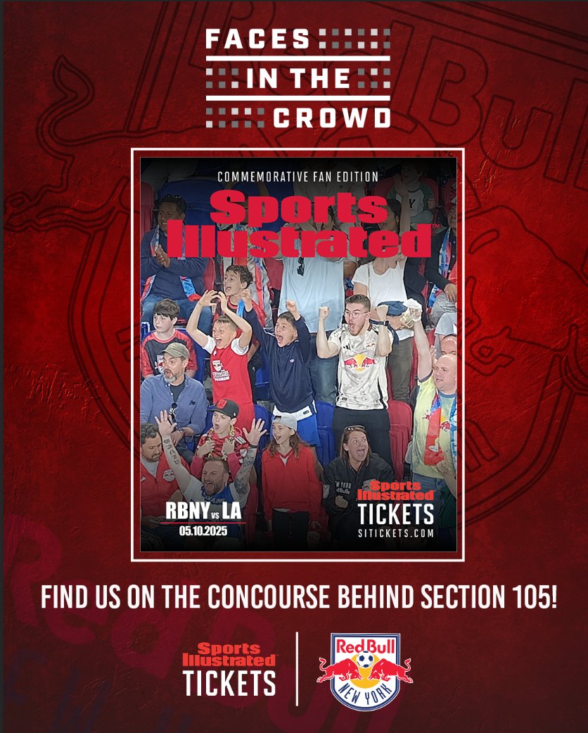 Sports Illustrated Stadium (@si_stadium) on Twitter photo Big match. Big moments. We’ve got you covered!
Find your fan reaction photos from tonight’s <a href="/NewYorkRedBulls/">New York Red Bulls</a> match at redbulls.mymomento.com. Choose your favorite photo to print on a personalized Sports Illustrated cover, send it to the booth outside Section 105, and pick it up Big match. Big moments. We’ve got you covered!
Find your fan reaction photos from tonight’s <a href="/NewYorkRedBulls/">New York Red Bulls</a> match at redbulls.mymomento.com. Choose your favorite photo to print on a personalized Sports Illustrated cover, send it to the booth outside Section 105, and pick it up