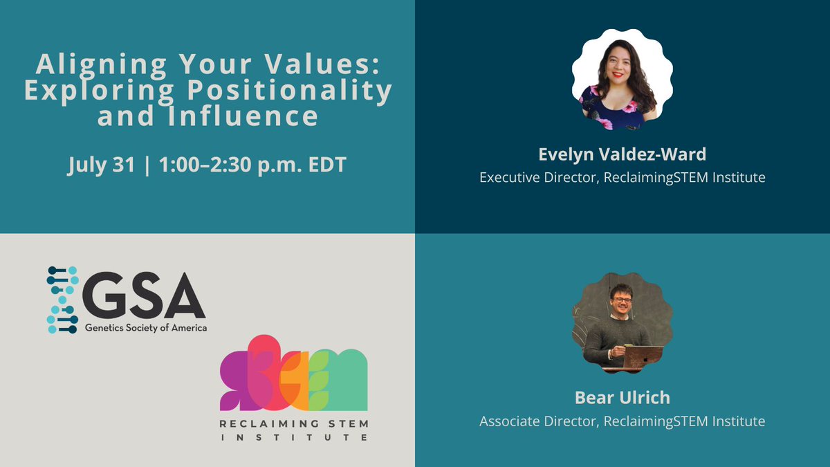 Genetics Society of America (@geneticsgsa) on Twitter photo How do your values shape your work and community? Join Evelyn Valdez-Ward & Bear Ulrich of <a href="/ReclaimingSTEMI/">Reclaiming STEM Institute</a> on July 31, 1pm EDT for a hands-on workshop on influence, boundaries, and staying true to your values. Register now: buff.ly/eb58hiQ
1/2🧵 How do your values shape your work and community? Join Evelyn Valdez-Ward & Bear Ulrich of <a href="/ReclaimingSTEMI/">Reclaiming STEM Institute</a> on July 31, 1pm EDT for a hands-on workshop on influence, boundaries, and staying true to your values. Register now: buff.ly/eb58hiQ
1/2🧵