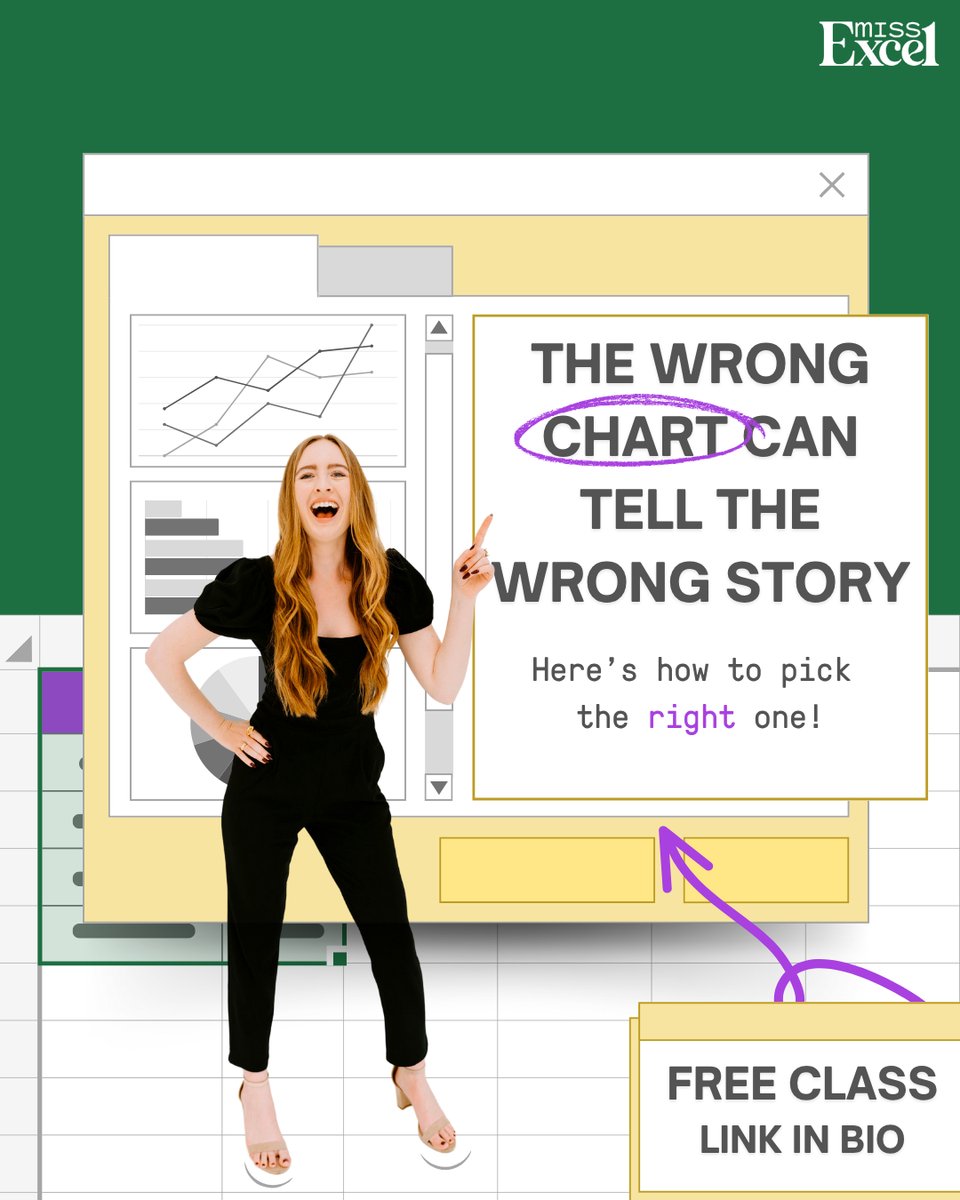 themissexcel's tweet image. Which chart is your favorite? Click the link in my bio to register for my FREE Excel Dashboards Class 👏

#excel #exceltips #exceltraining #corporate #workhacks