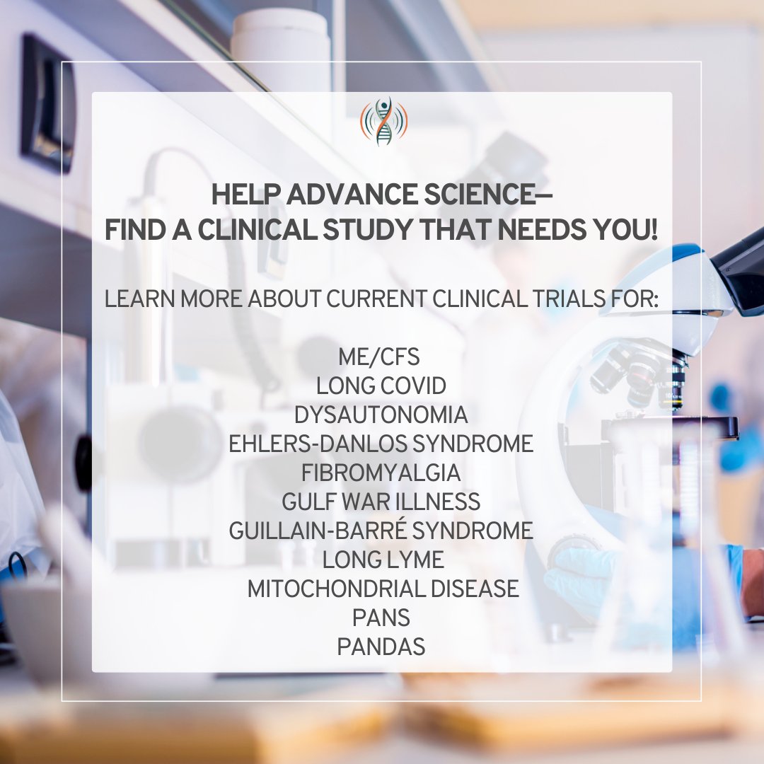 PlzSolveCFS's tweet image. 🌟 Exciting news! We just launched a brand-new webpage where you can explore U.S.-based clinical trials for #MECFS, #LongCovid, & related conditions. This is your chance to help drive discovery and bring us closer to answers.
Click here to learn more:
ow.ly/4Gcr50Wqhrn