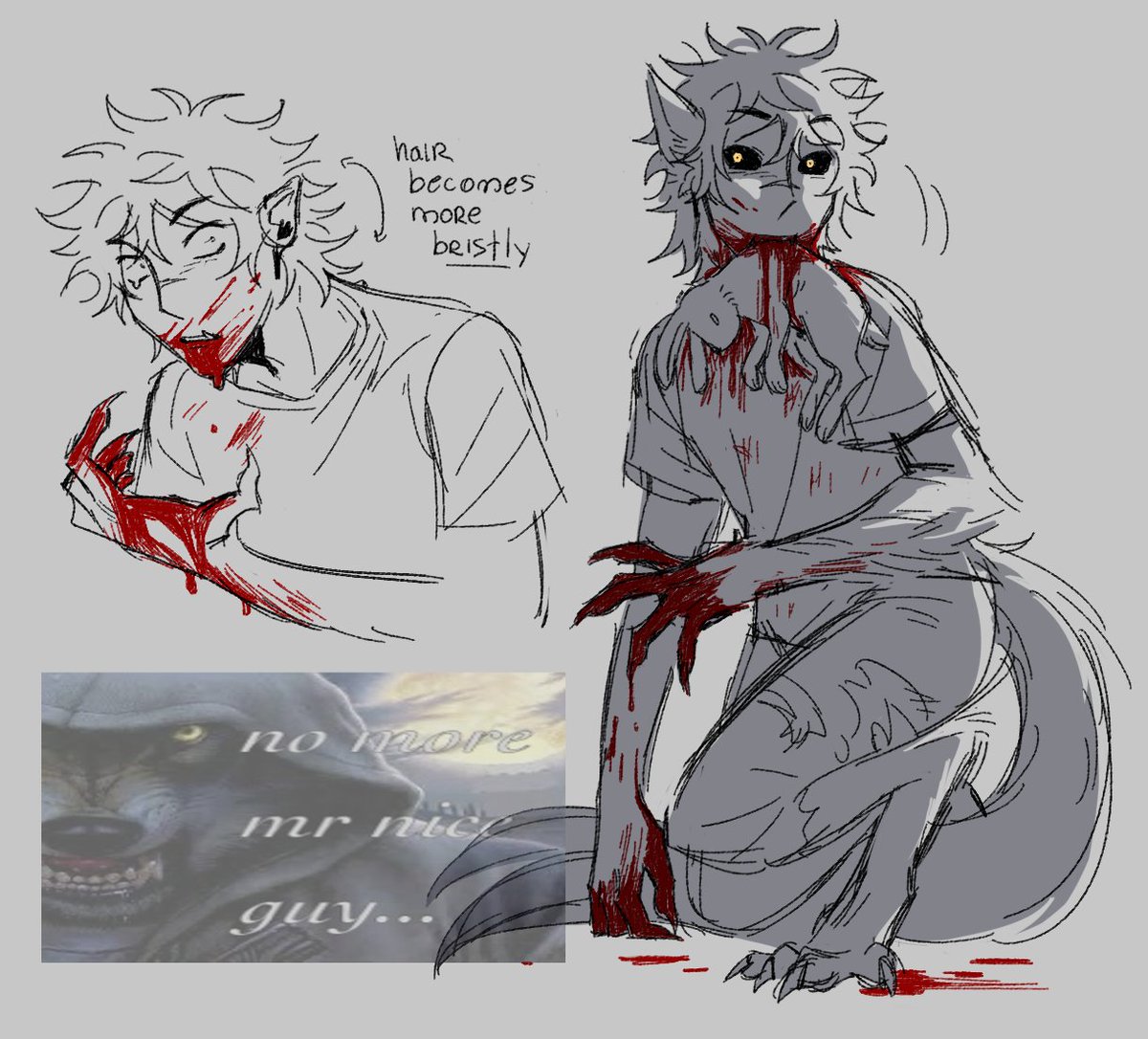 arikqe's tweet image. me and my besties are making a fantasy AU with our characters and we decided to make my Rick a werewolf/coyote!!