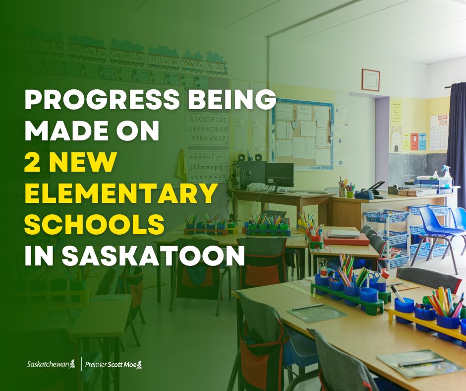 PremierScottMoe's tweet image. Proud to see progress being made on two new joint-use elementary schools, as they move into the early planning stages. These schools will serve the neighbourhoods of Brighton and Aspen Ridge in the beautiful City of Saskatoon and will provide students with a supportive and…