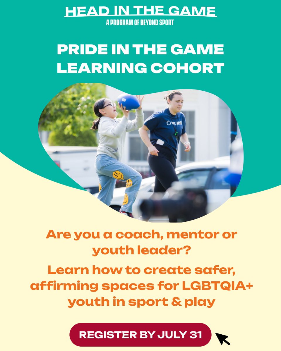 BeyondSport's tweet image. U.S. Coaches, mentors, youth leaders β ready to make sport safer for LGBTQIA+ youth?
Join our FREE 6-part virtual learning cohort through our #HeadInTheGame program led by @DocWayneDtG π§ π¬
ππ½ Learn more about session dates and register by July 31: surveymonkey.com/r/HITGDW25