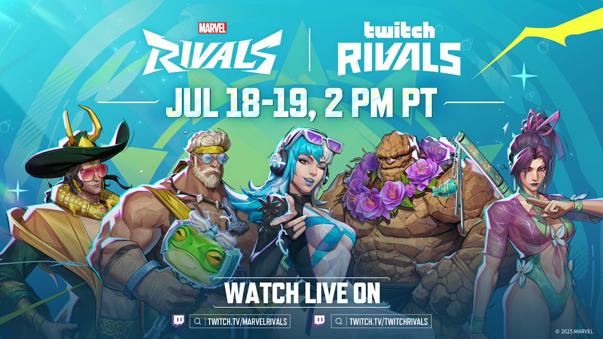 MarvelRivals's tweet image. Get ready for back-to-back brawls as new challengers and creators clash in the Marvel Rivals Showdown with @TwitchRivals!
Tune in July 18–19 at 2 PM PT.
twitch.tv/marvelrivals
twitch.tv/twitchrivals
Don’t miss the chaos, the combos, and the cosmic fire! 🔥