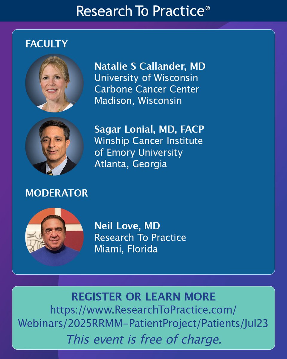 DrNeilLove's tweet image. Next week, in collaboration with the @CancerCare, Dr Neil Love will explore questions that patients ask about relapsed/refractory multiple myeloma. Register at the link. ow.ly/vsE650Wmuey