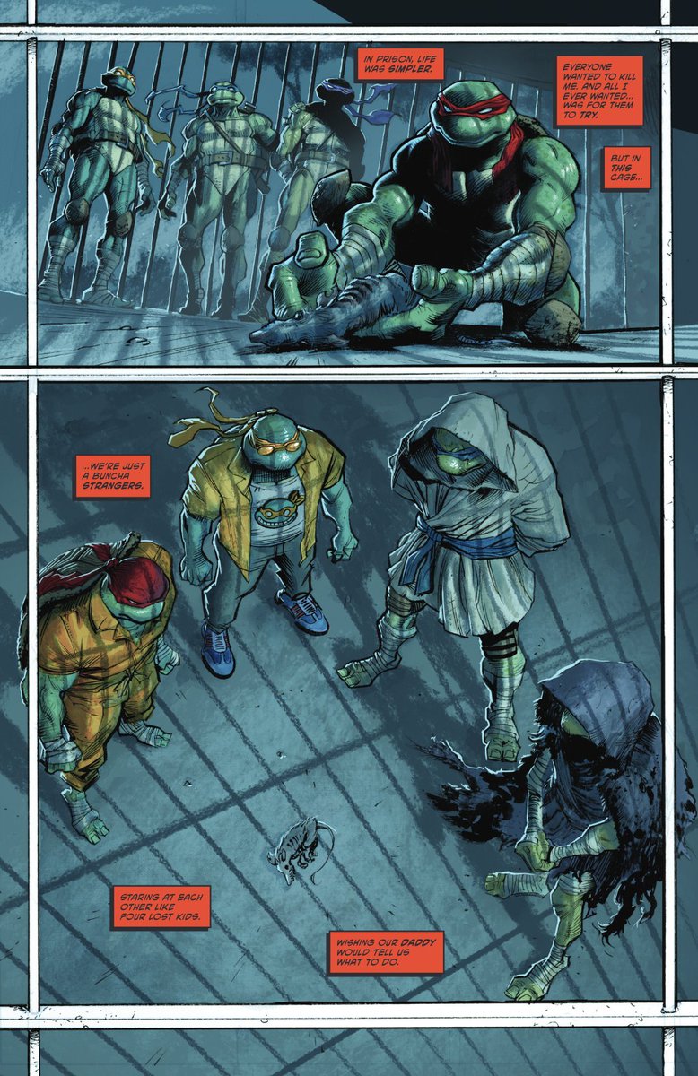 IDWPublishing's tweet image. The trial of the #Turtles begins here!

Framed for a murder they didn’t commit, the brothers Hamato are prisoners of the Foot Clan.

In the battle for NYC, the #TMNT have officially…lost.

Teenage Mutant Ninja Turtles #10 is at LCS!

#TMNT #TMNTComics #TeenageMutantNinjaTurtles