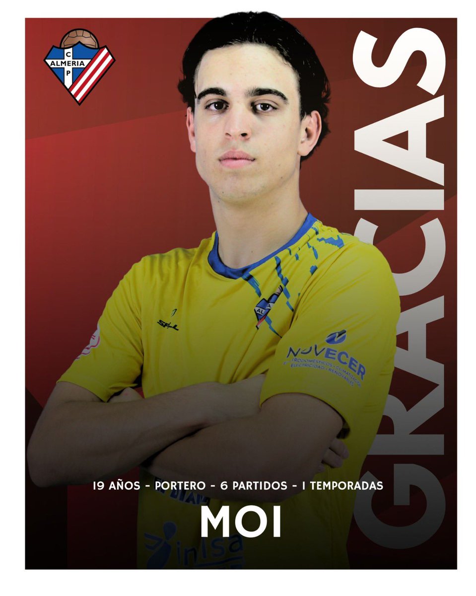 Bajas | Temporada 2025/2026

Moi no continuará como jugador de nuestro primer equipo. Desde el club le agradecemos su profesionalidad e implicacion durante la temporada.

🤗¡Gracias Moi! ¡Suerte en tus nuevos proyectos!

#MushoPoli #DivisionHonor #Almeria #Futbol