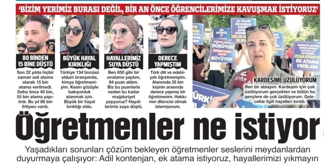 N. Aydın (@muallimbey_34) on Twitter photo 22 yılın en düşük alımı
22 yılın en orantısız branş dağılımı
22 yıl içinde ilk defa olmamış bir sınava peşinen kontenjan ayrılması
En'leri ve ilkleri 2024 KPSS yaşadı ama ardında büyük bir mağduriyet bıraktı. Bunları telafi etmenin yolu ek atamadan geçiyor.
<a href="/RTErdogan/">Recep Tayyip Erdoğan</a> <a href="/Akparti/">AK Parti</a> 22 yılın en düşük alımı
22 yılın en orantısız branş dağılımı
22 yıl içinde ilk defa olmamış bir sınava peşinen kontenjan ayrılması
En'leri ve ilkleri 2024 KPSS yaşadı ama ardında büyük bir mağduriyet bıraktı. Bunları telafi etmenin yolu ek atamadan geçiyor.
<a href="/RTErdogan/">Recep Tayyip Erdoğan</a> <a href="/Akparti/">AK Parti</a>