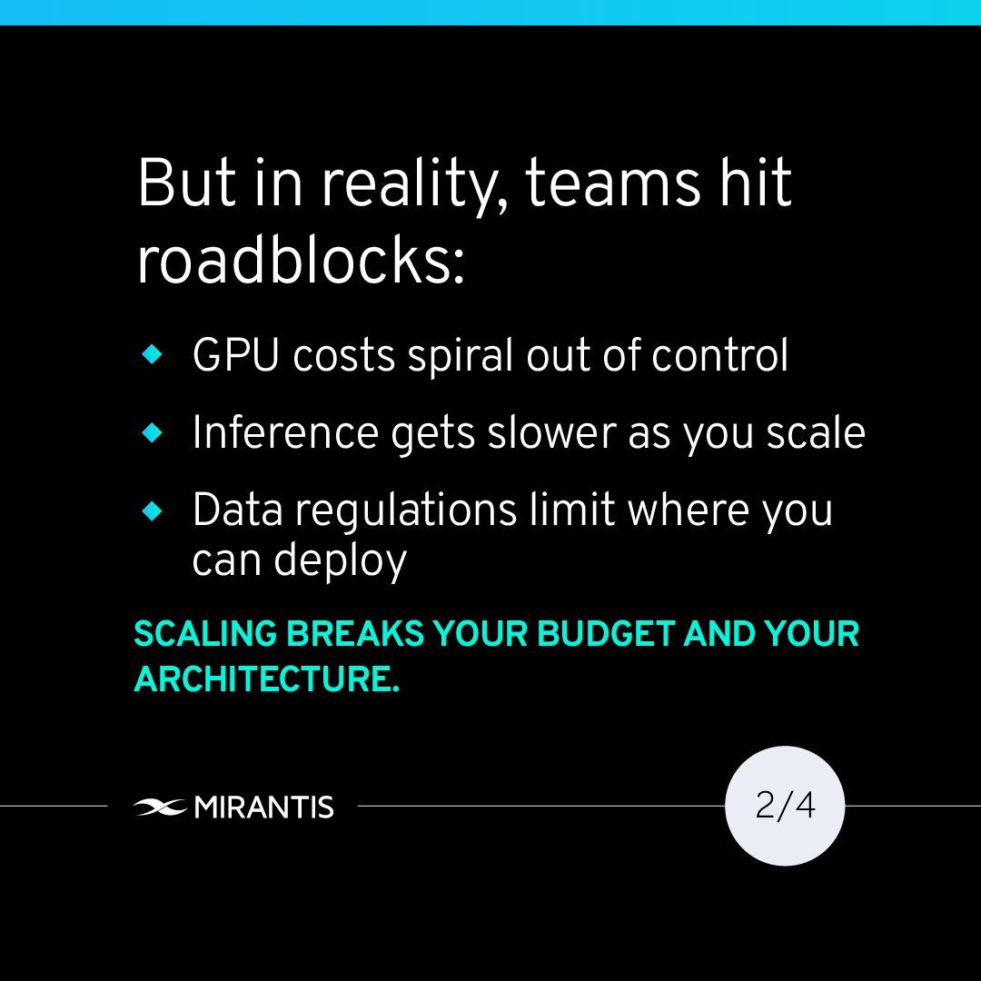 MirantisIT's tweet image. Build AI infrastructure that runs fast, stays compliant, and keeps GPU costs under control across edge, core, and cloud.
Sounds impossible? You just need the right architecture.
Join our upcoming webinar with Senior DevOps Engineer Prashant Ramhit and get real-world strategies…