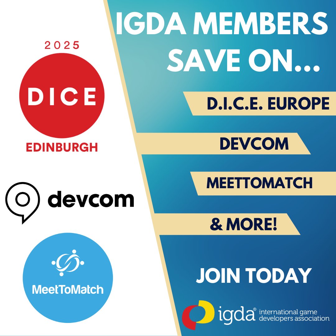 Did you know that IGDA members save 10% or more on a wide variety of industry conferences each year? Learn more and sign up today: igda.org/membership/mem…

#indiedev #gamedev #community