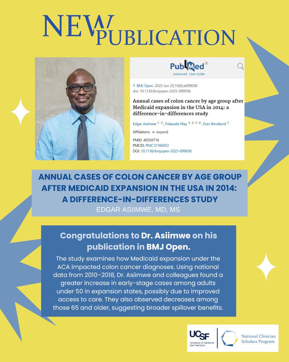 NCSP_UCSF's tweet image. Congrats to NCSP at UCSF scholar Dr. Edgar Asiimwe on first-authoring a new publication in @BMJ_Open! We are proud to celebrate his contributions to understanding how health policy impacts cancer outcomes.💡🌟