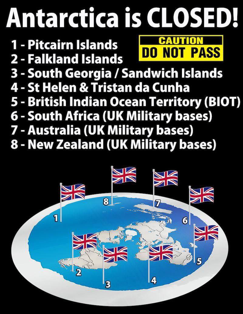 FlatEarthZone's tweet image. They told you Antarctica was just a frozen wasteland at the bottom of a spinning ball… So why are all the exits guarded like a fortress? Same flags. Same powers. Same deception.