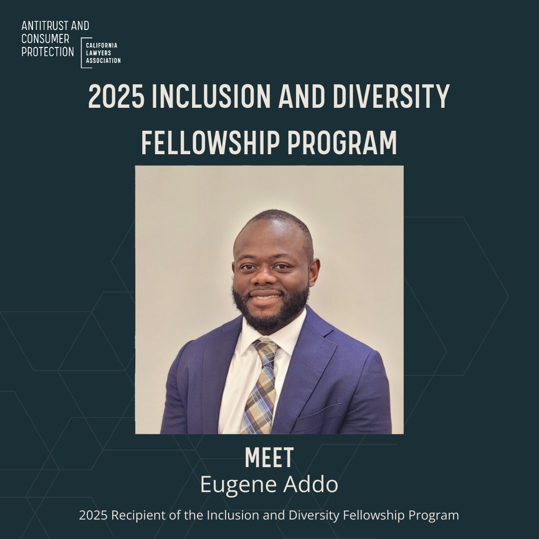 CLAAntitrust's tweet image. 🎉 Congratulations to the 2025 Inclusion &amp;amp; Diversity Fellowship Recipients! 🎉

Meet Eugene Addo, a rising 2L at the University of California, Davis School of Law, and one of this year’s fellows! 📚⚖️
legal field.

📽️ Watch Eugene’s story: youtube.com/watch?v=JlvnA_…