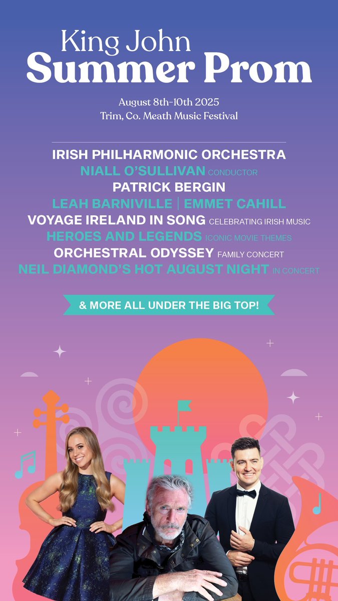 🎵 Prepare for a weekend of cinematic soundscapes, soaring vocals and symphonic wonder at the historic town of Trim. With almost 300 performers from Ireland and beyond.

Taking place at Peters Field, Navan Road, Trim Co Meath. Find out more here: discoverboynevalley.ie/whats-on/king-…